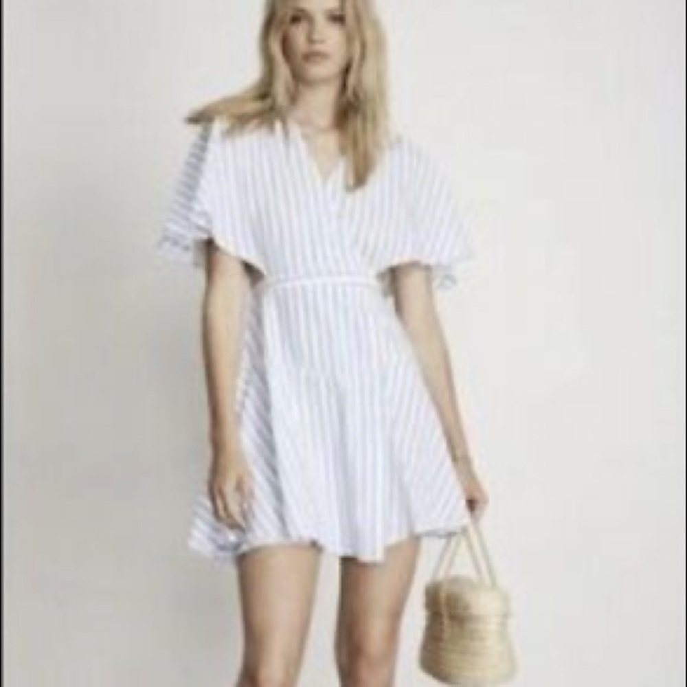 Faithful The Brand Alto dress Pallaius stripe cotton flutter sleeve open back 6